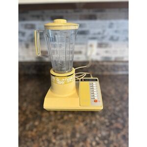 Vintage  70's Toastmaster Retro  Blender Yellow Floral Hippie Cottagecore‎